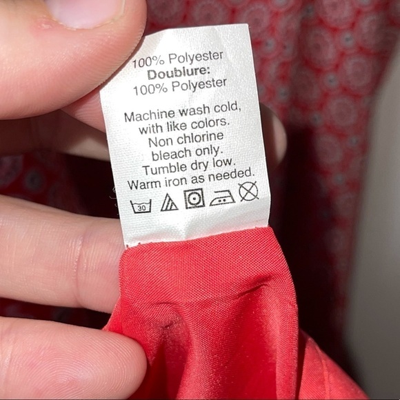 J CREW Red Printed Ruffle Hem Midi Dress, Size 14 - Picture 8 of 10